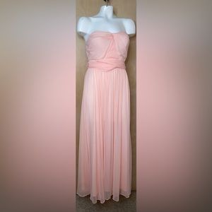 Eva Chiffon Floor Length Dress Peach-Blush Pink Small